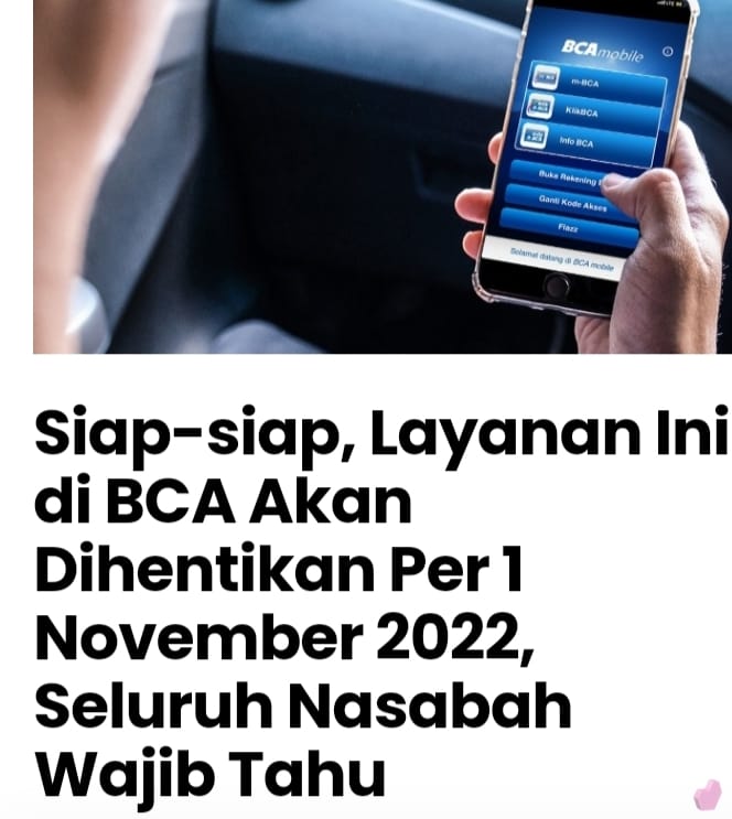 BCA secara resmi akan menghentikan layanan transfer QRku di BCA ,