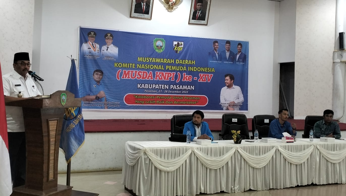 Bupati Pasaman buka secara resmi Komite Nasional Pemuda Indonesia (KNPI) kabupaten Pasaman menggelar musyawarah daerah ke XIV di gedung Syamsiar taib Lubuksikaping. Rabu, (28/12)