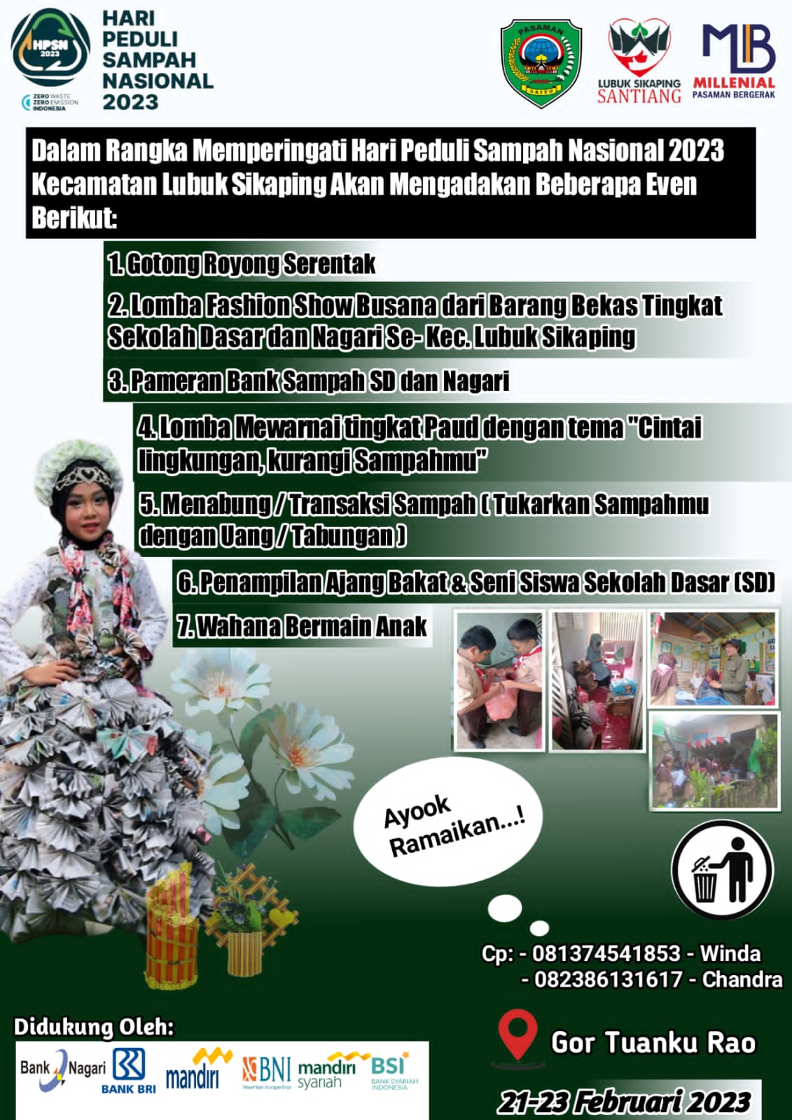 Camat Lubuk Sikaping Nina Darmayanti, S.STP., M.PA mengatakan Even tersebut akan dilaksanakan selama Tiga hari, dari tanggal 21 sampai tanggal 23 Februari 2023.