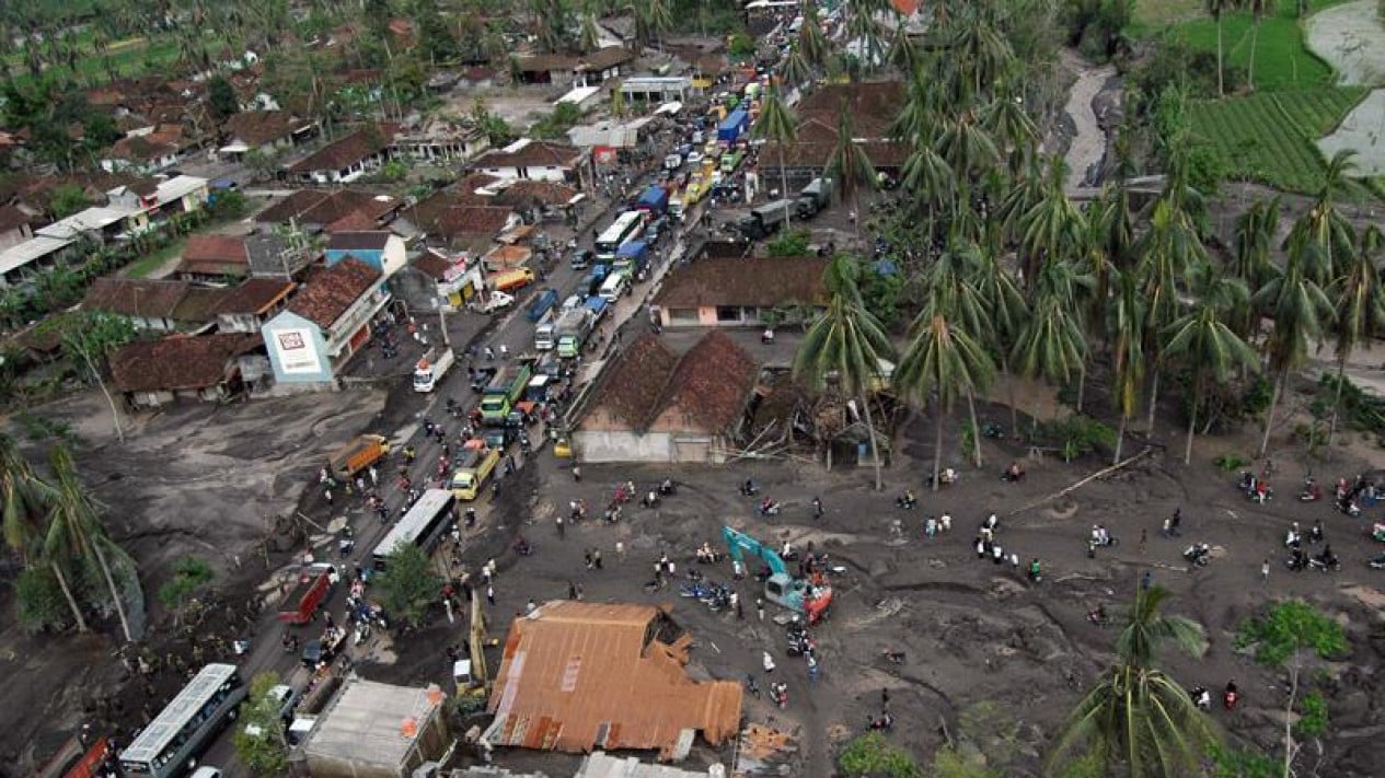 Penampakan dampak banjir lahar dingin gunung Marapi Sumbar